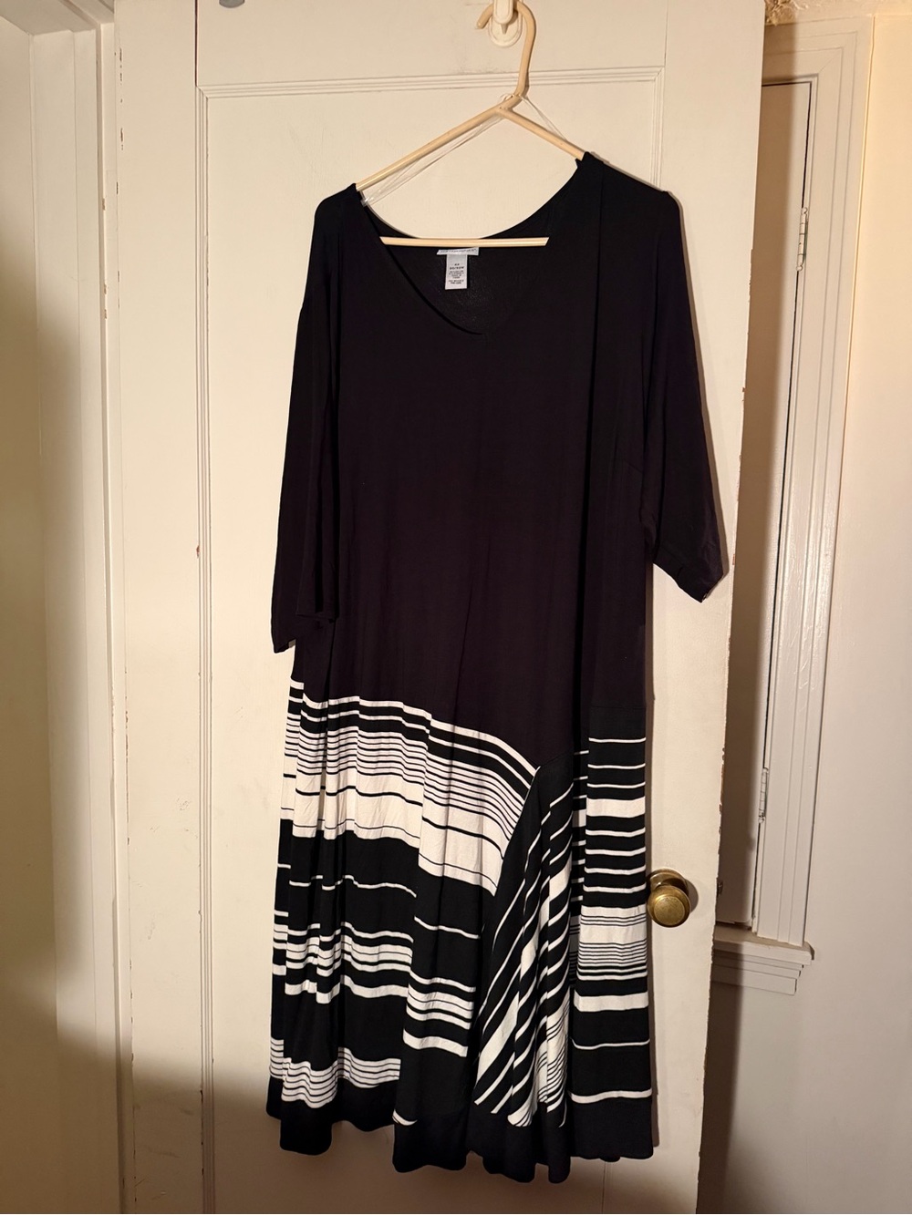 Catherines Black and White Striped Midi Dress